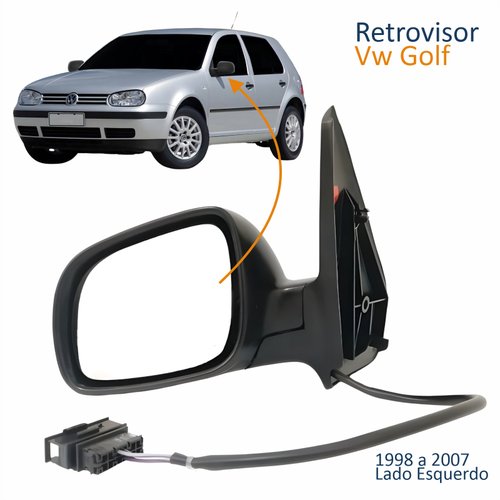 Retrovisor Vw Golf 1998 Até 2007 Elétrico Lado Esquerdo Motorista