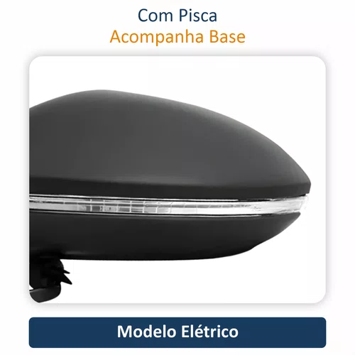 Retrovisor Vw Golf 2014 Até 2019 Elétrico Com Pisca METAGAL Lado Esquerdo Motorista