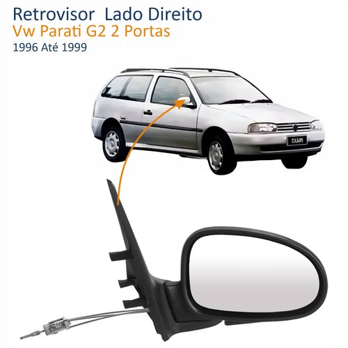 Retrovisor Vw Parati G2 2 Portas 1996 Até 1999 Com Controle Lado Direito Passageiro