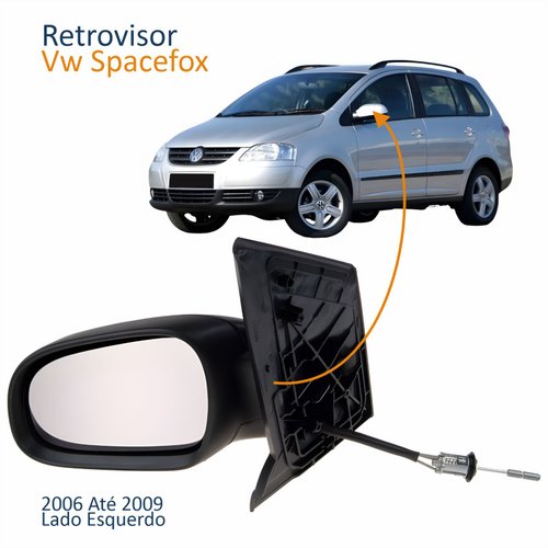 Retrovisor Vw Spacefox 2006 2007 2008 2009 Com Controle Lado Esquerdo Motorista Original
