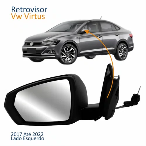 Retrovisor Vw Virtus 2017 Até 2022 Com Pisca Com Controle Lado Esquerdo Motorista