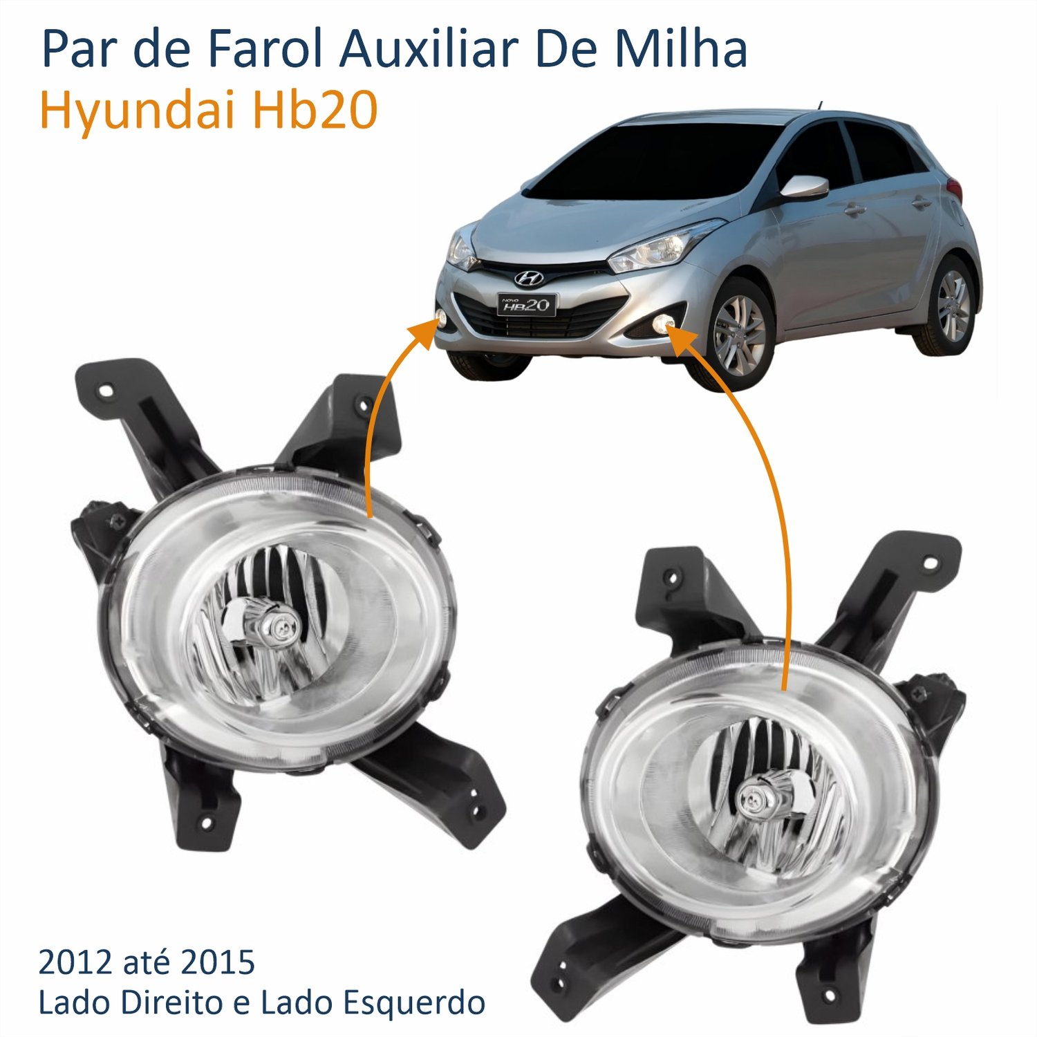 Par de Farol Auxiliar De Milha Hyundai Hb20 2012 Até 2015 Par de Farol Auxiliar De Milha Hyundai Hb20 2012 Até 2015