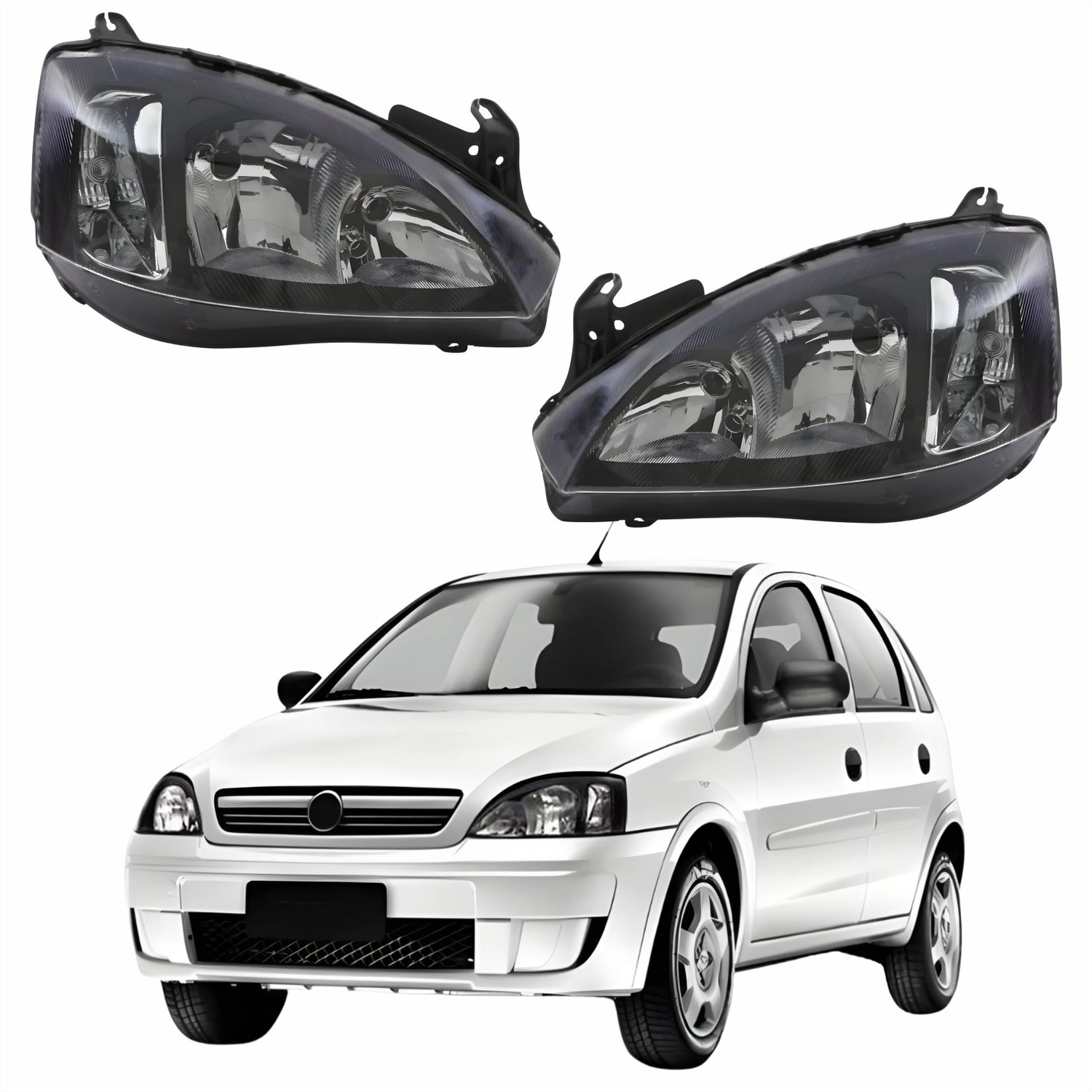 Par de Farol GM Corsa Hatch 2003 Até 2012 Foco Duplo Máscar - Castelo ...