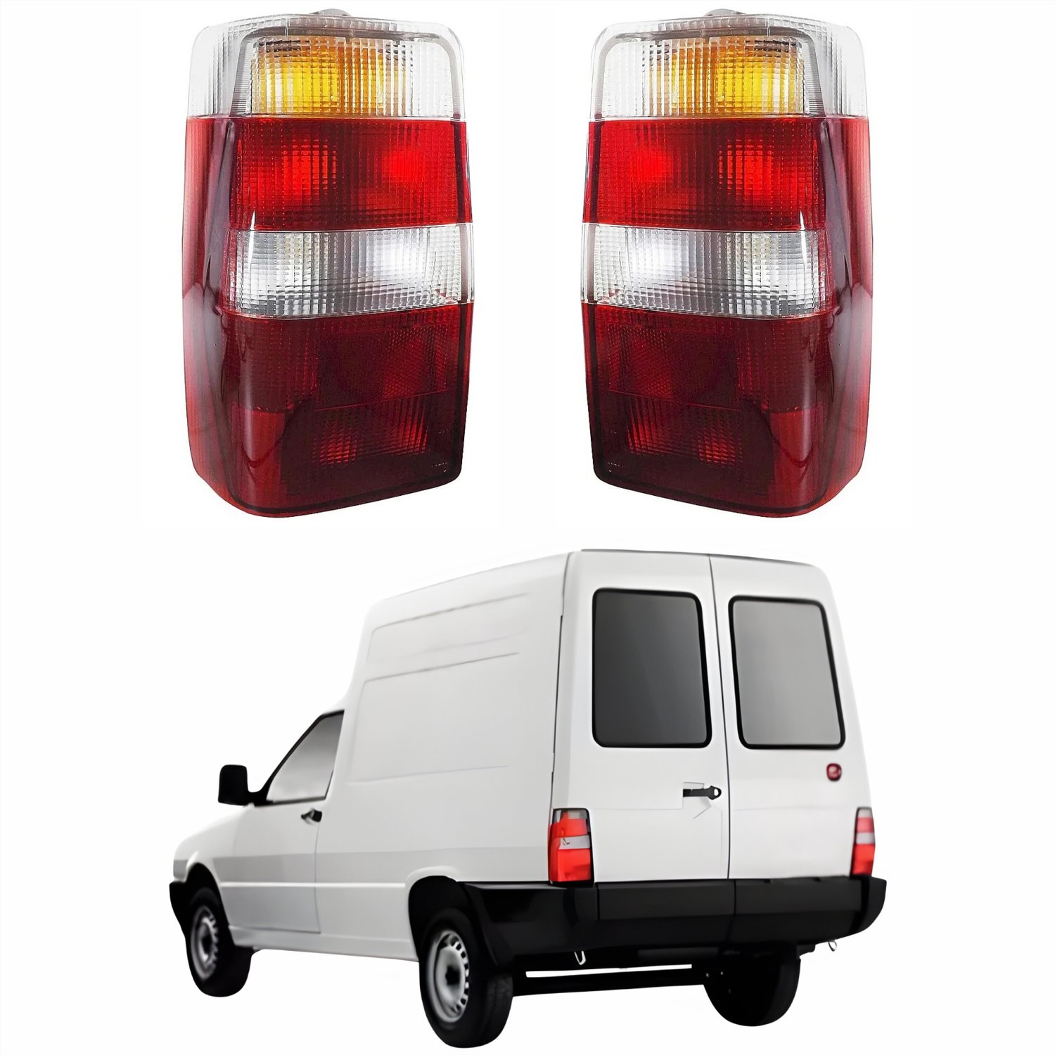 Par de Lanterna Fiat Fiorino 2004 Até 2013 Bicolor Cristal