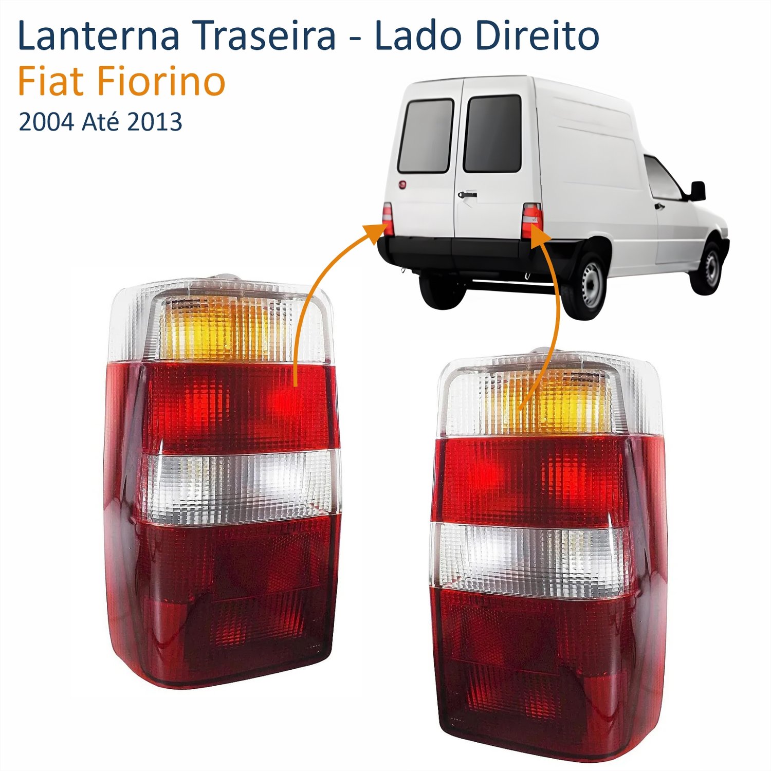 Par de Lanterna Fiat Fiorino 2004 Até 2013 Bicolor Cristal
