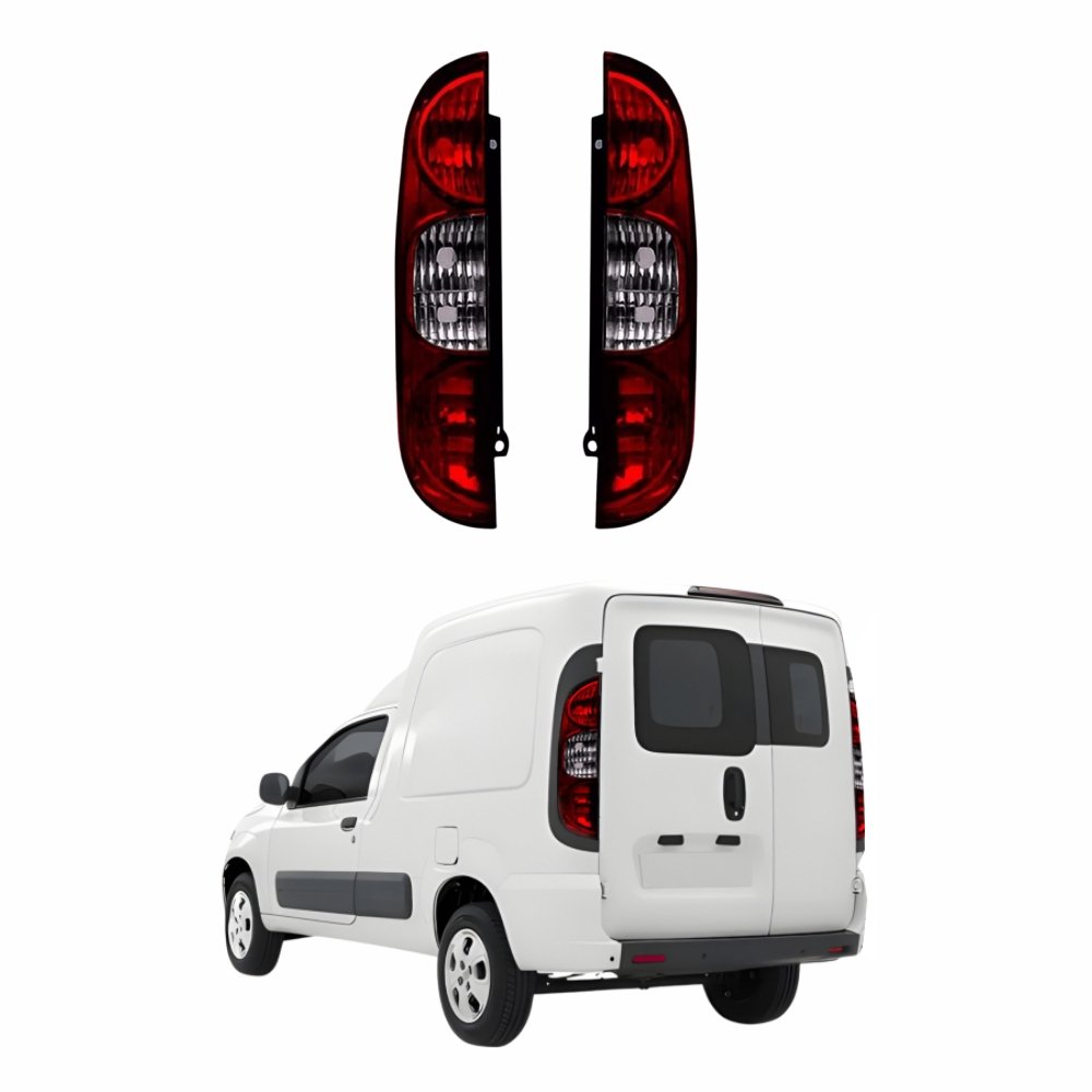 Par de Lanterna Fiat Fiorino 2014 Até 2020 Bicolor Fumê 3 Furos