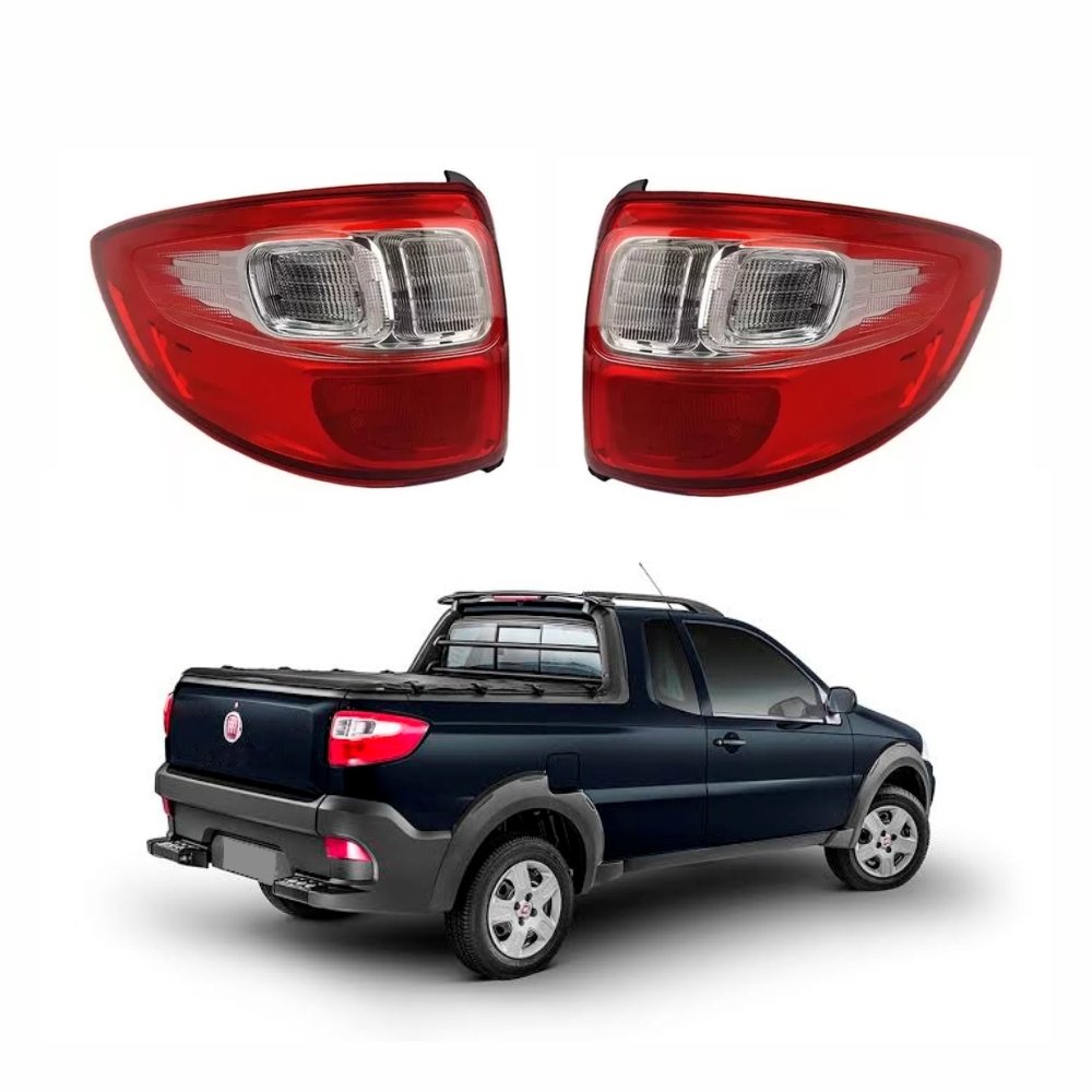 Par de Lanterna Fiat Strada Working G5 2014 Até 2019 Bicolor Cristal