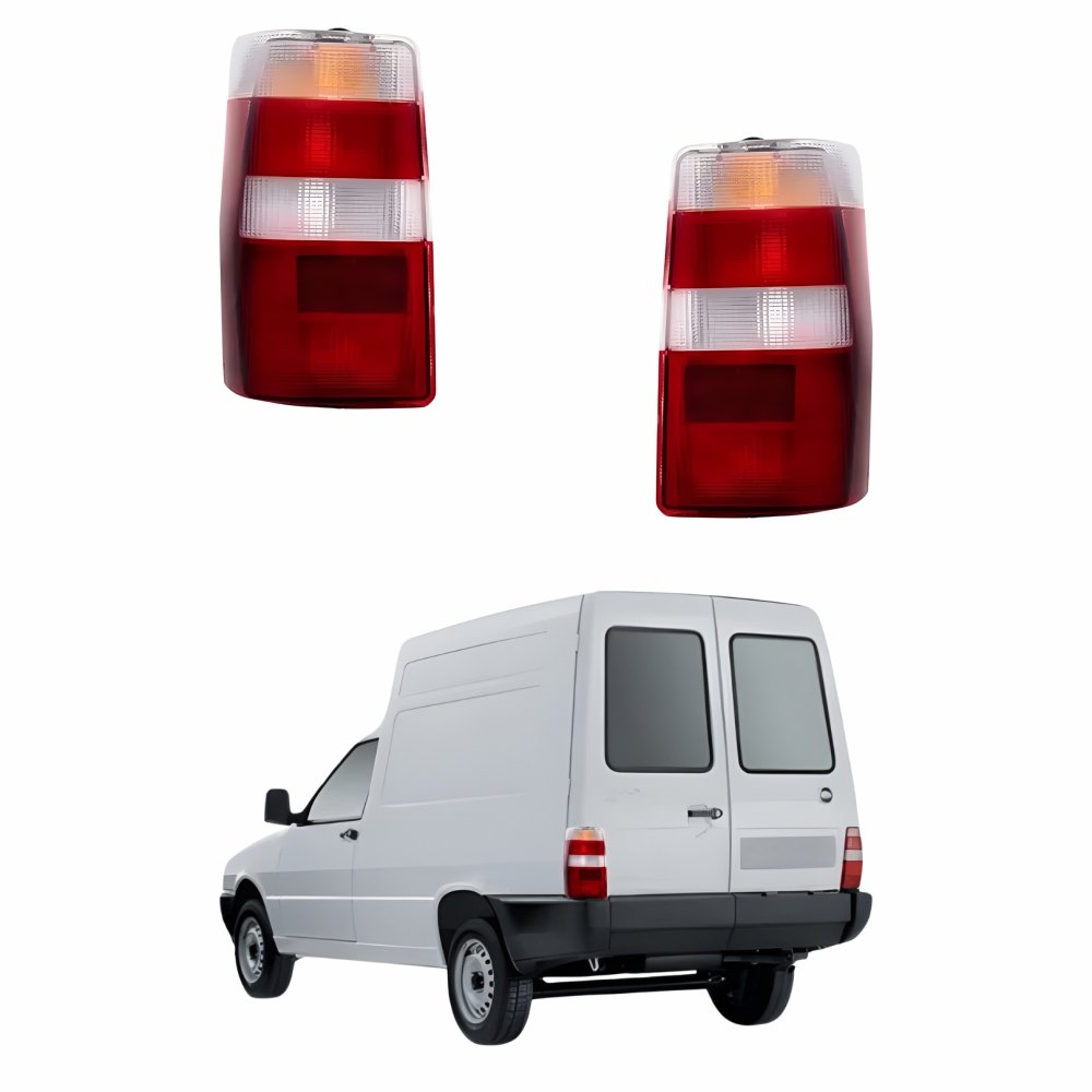Par de Lanterna Traseira Fiat Fiorino 1986 Até 1997 Bicolor