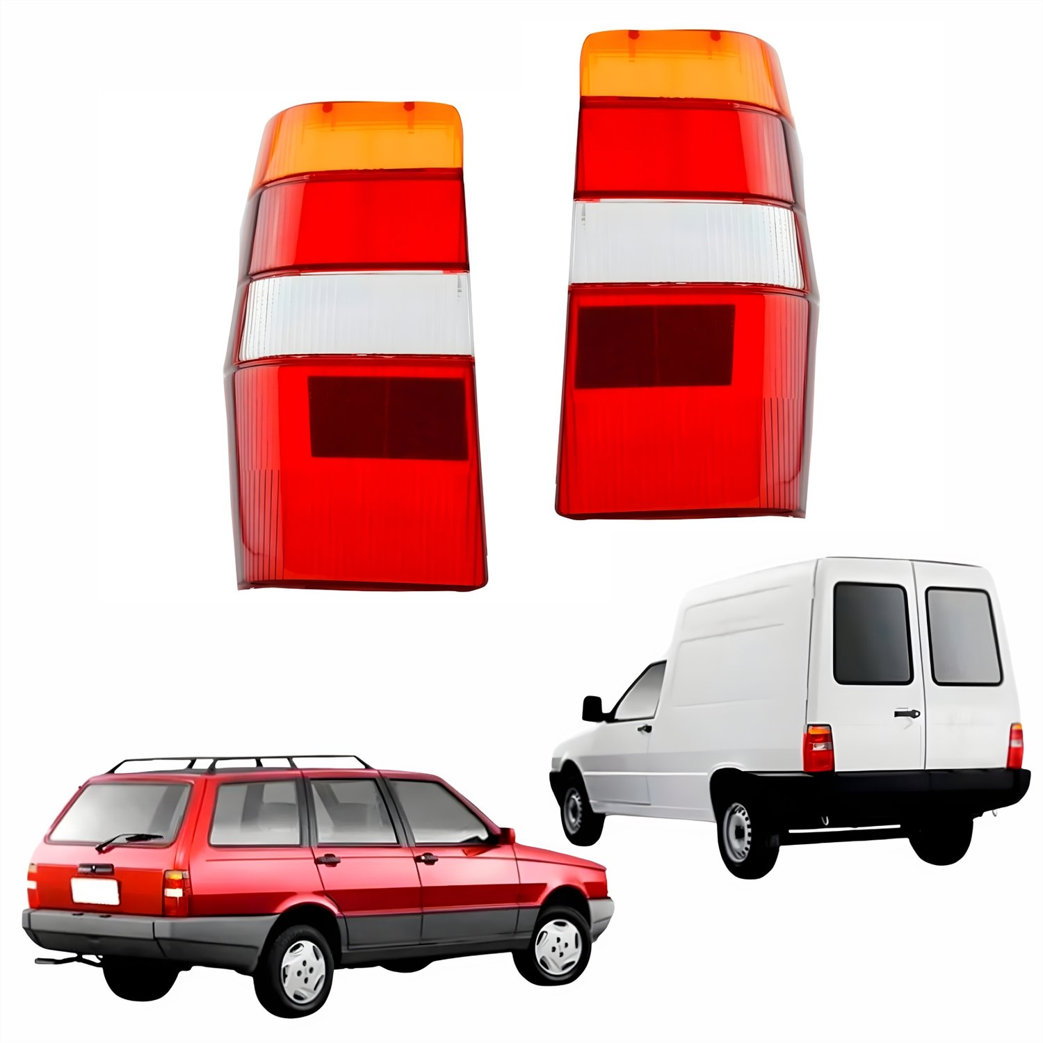 Par de Lanterna Traseira Fiat Fiorino Elba 1986 Até 2004 Tricolor