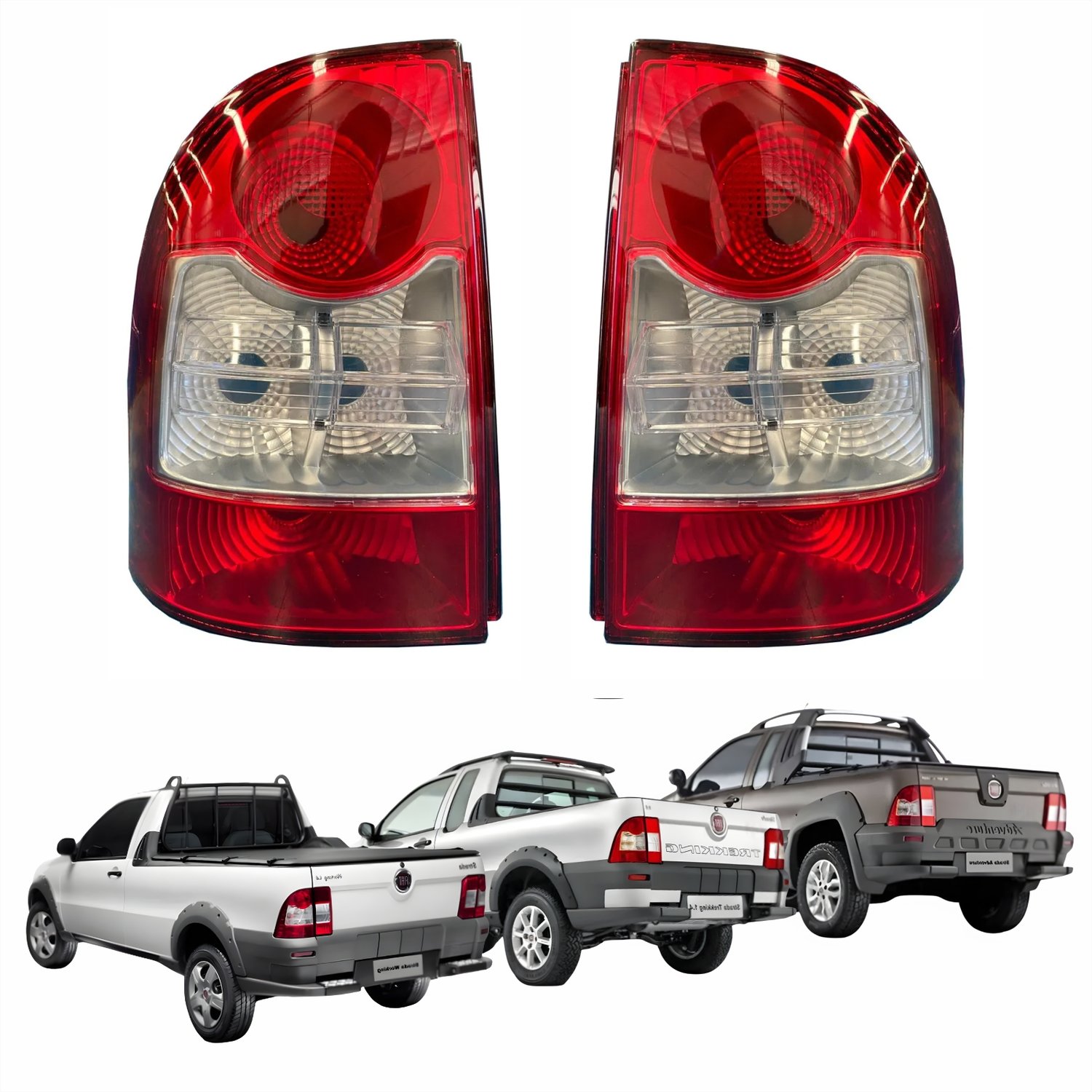 Par de Lanterna Traseira Fiat Strada Working Trekking Adventure Locker 2009 Até 2013 Bicolor Canto