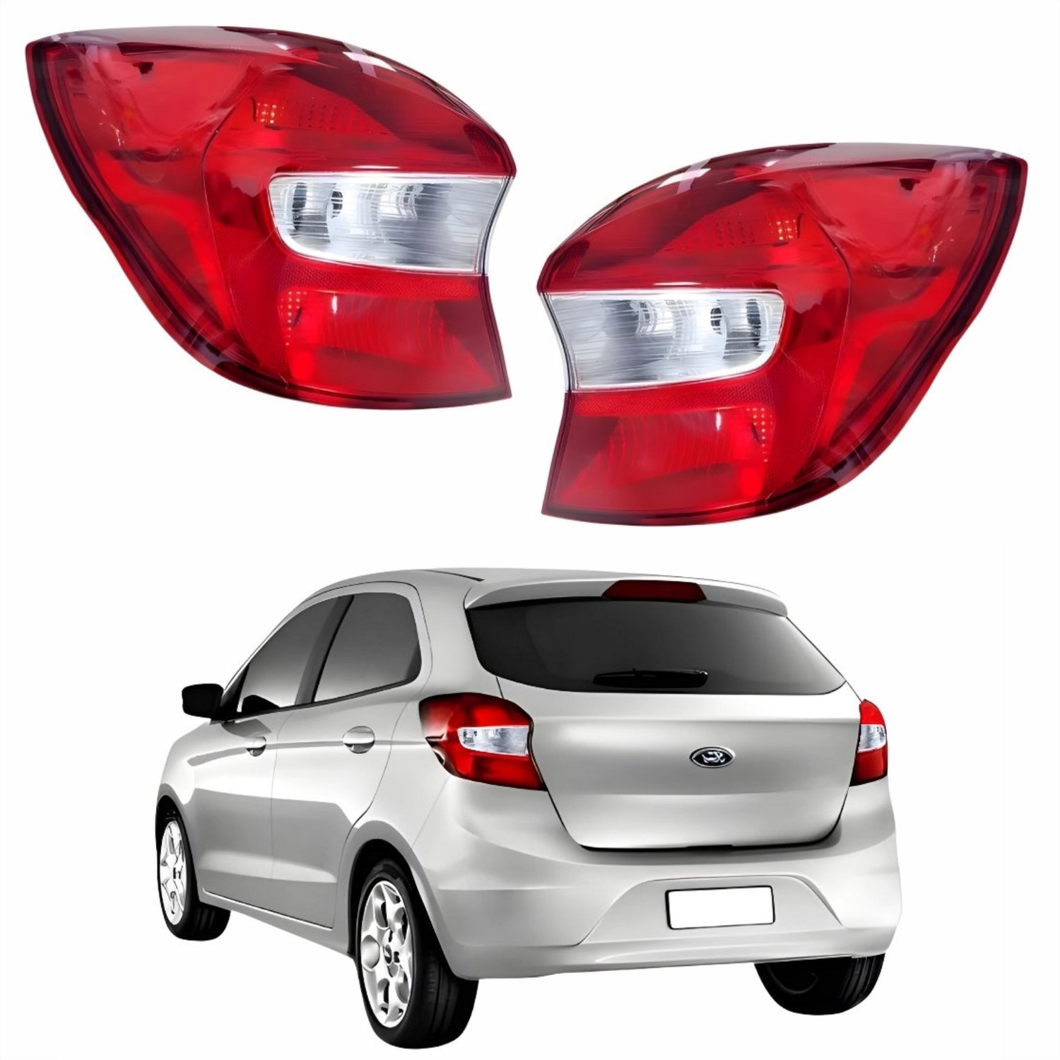Par de Lanterna Traseira Ford Ka Hatch 2015 Até 2018 Bicolor Cristal