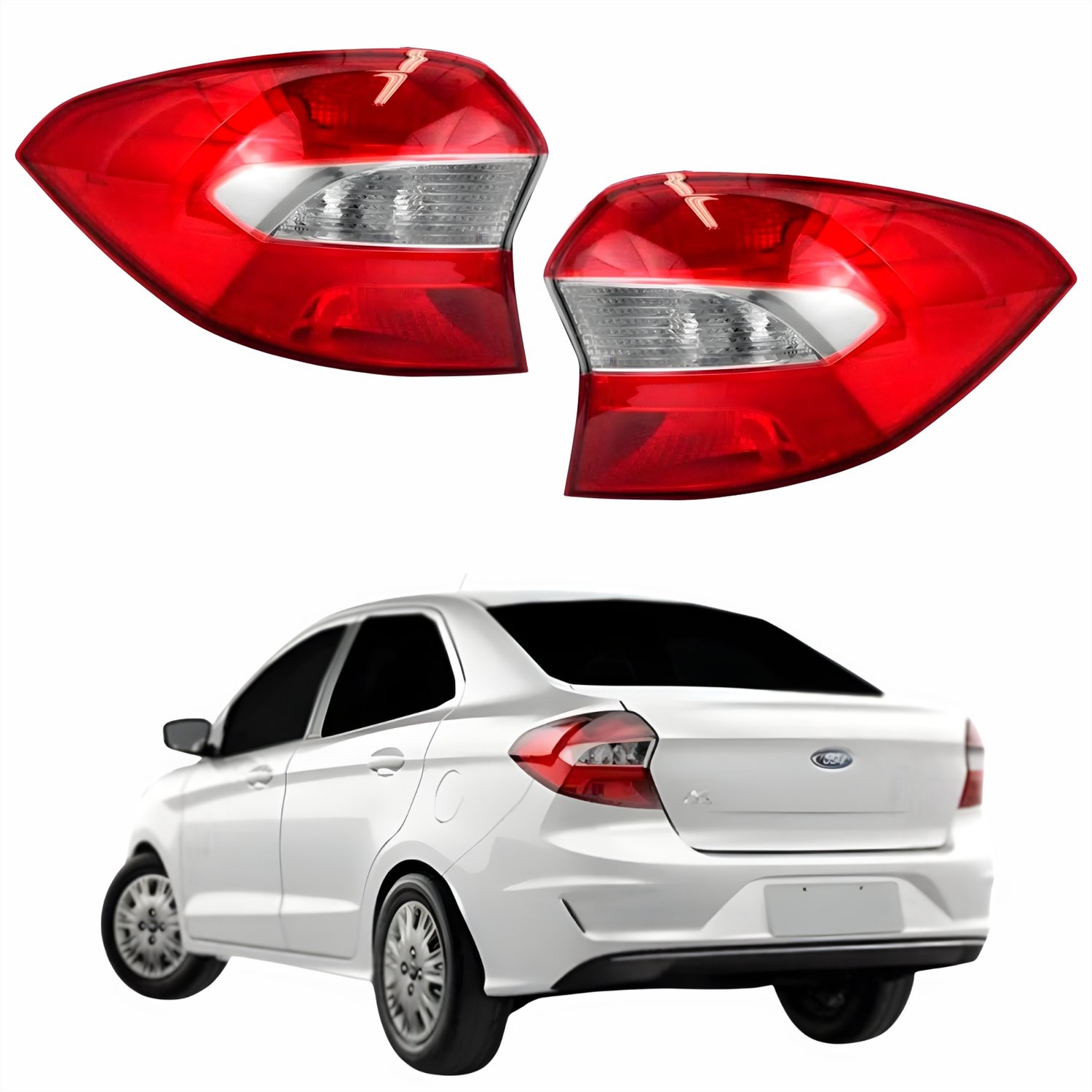 Par de Lanterna Traseira Ford Ka Sedan 2019 Até 2023 Bicolor