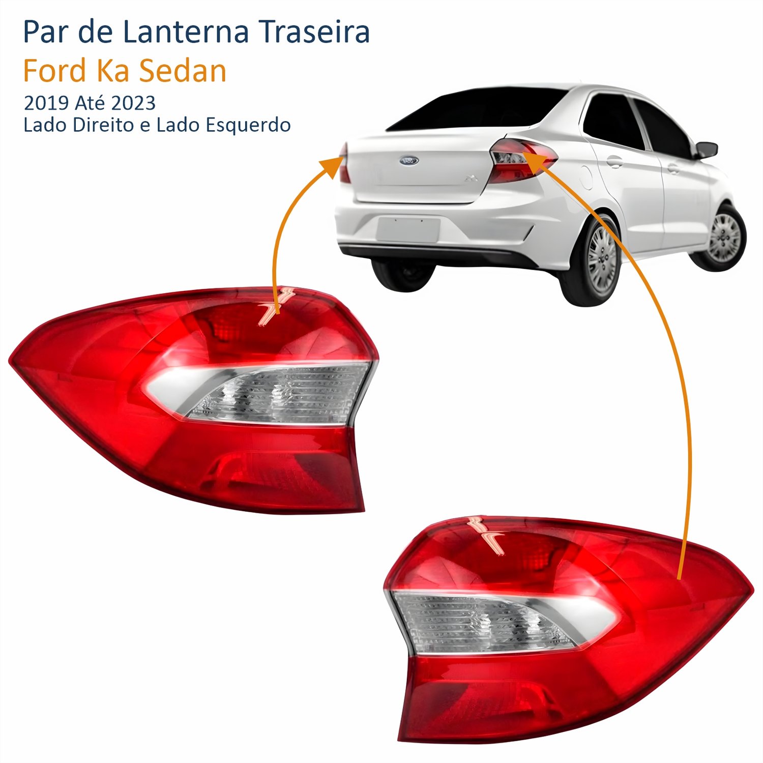 Par de Lanterna Traseira Ford Ka Sedan 2019 Até 2023 Bicolor