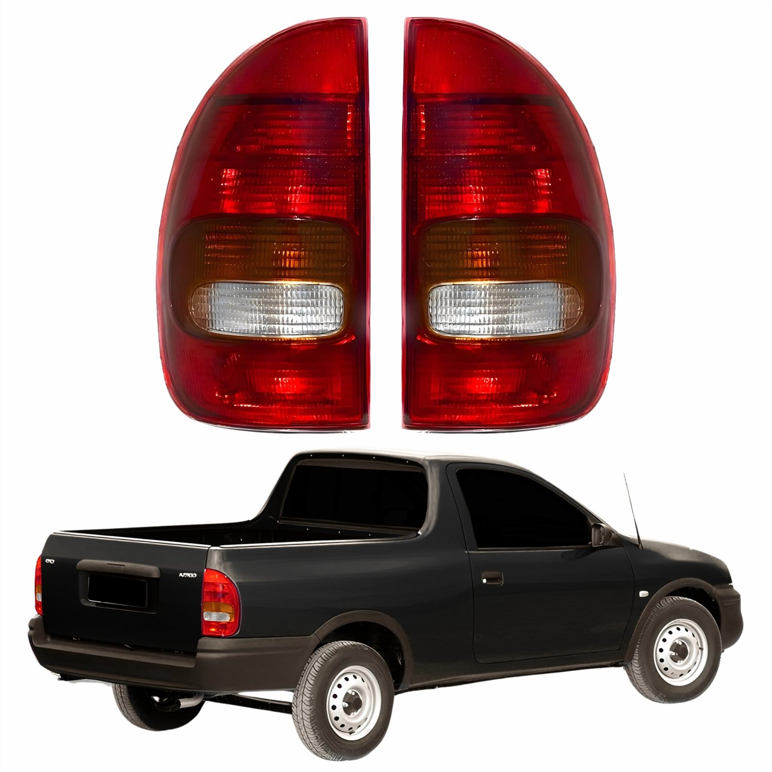 Par de Lanterna Traseira Gm Pickup 1996 Até 1999 Tricolor 4 Portas