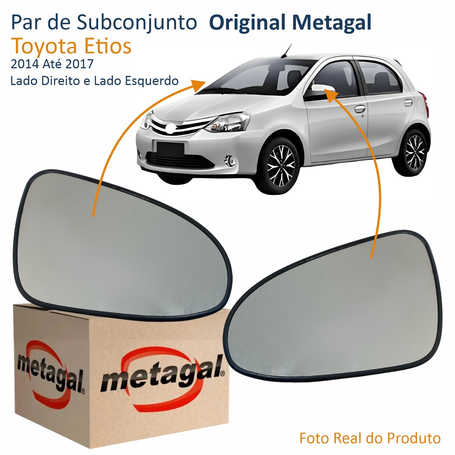 Par de Subconjunto Toyota Etios 2014 Até 2017 Original Metagal Elétrico Base Quadrada