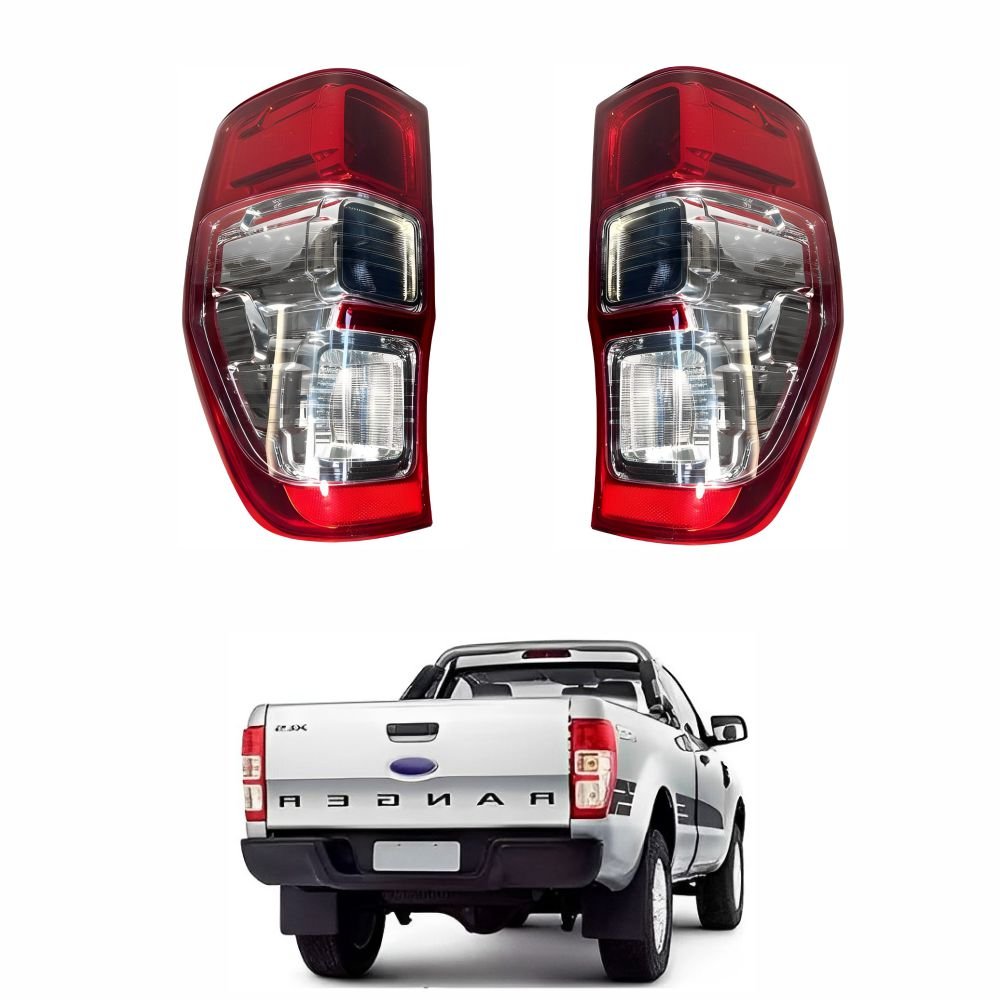 Par Lanterna Traseira Ford Ranger 2013 Até 2018 Bicolor Cristal