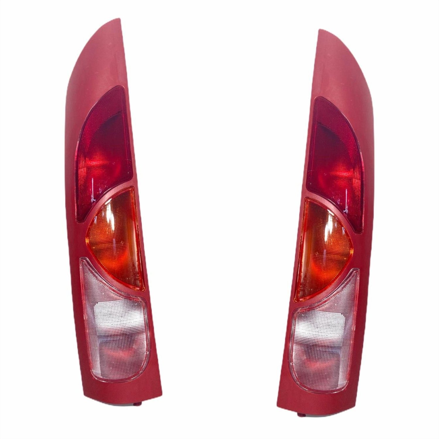 Par Lanterna Renault Kangoo 1998 Até 2007 Borda Vermelho 1 Porta Tricolor