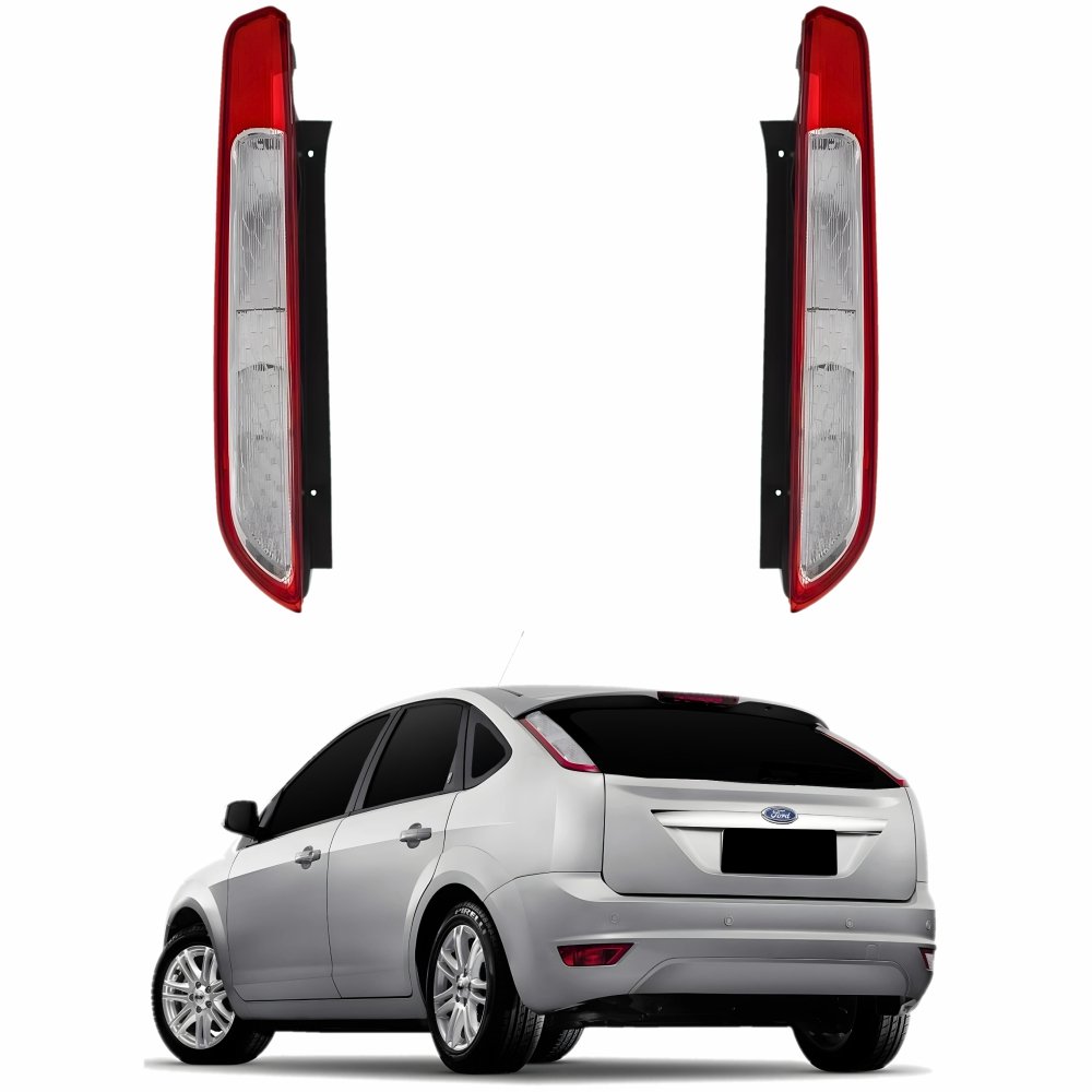 Par Lanterna Traseira Ford Focus Hatch 2009 2010 2011 2012 Bicolor Cristal