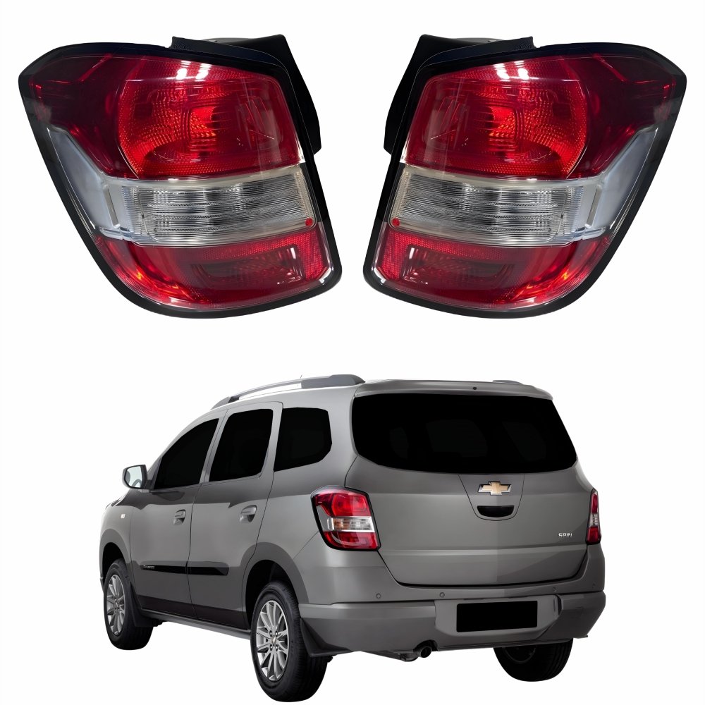 Par Lanterna Traseira Gm Spin 2013 Até 2018 Bicolor Cristal Borda Preta