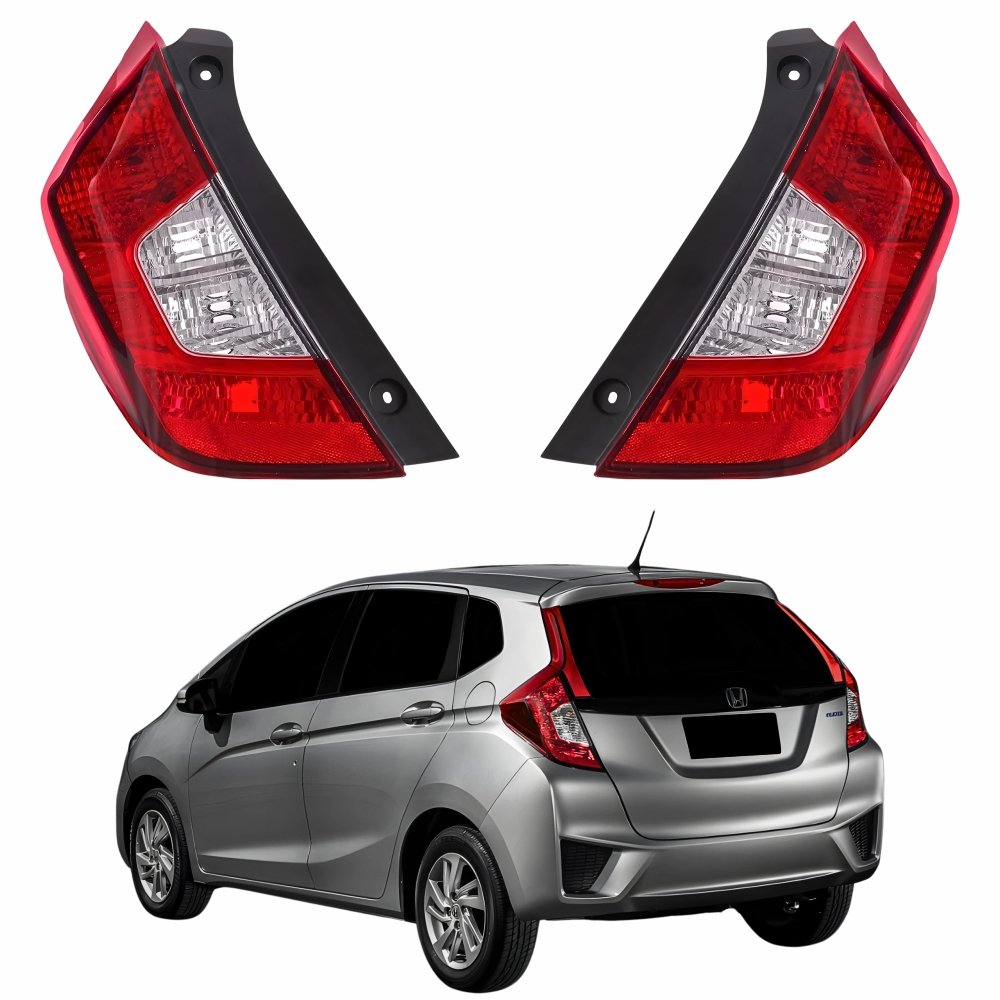 Par Lanterna Traseira Honda Fit 2015 2016 2017 Canto Bicolor Cristal ...