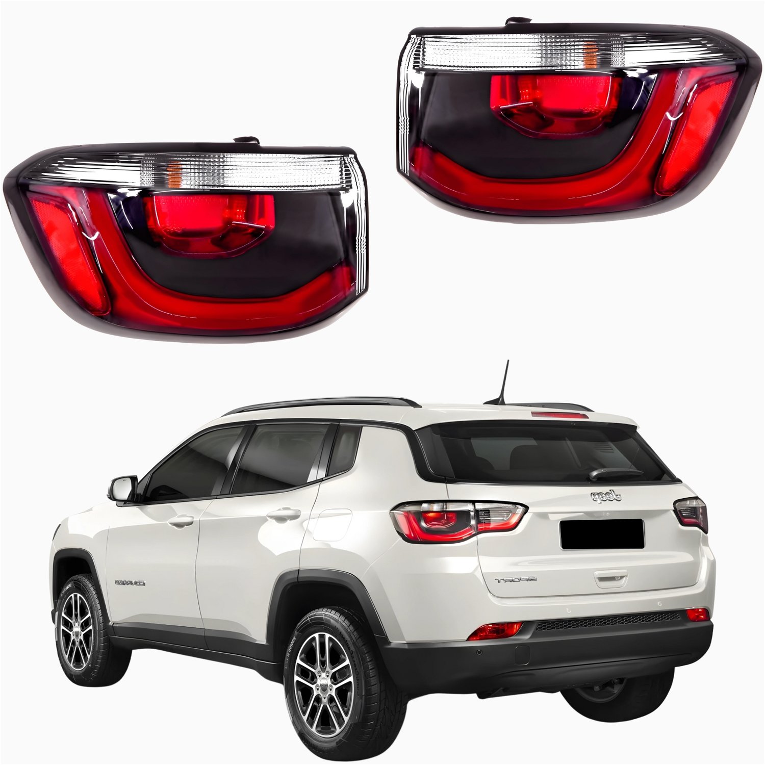 Par Lanterna Traseira Jeep Compass 2017 2018 2019 2020 2021 Com Led