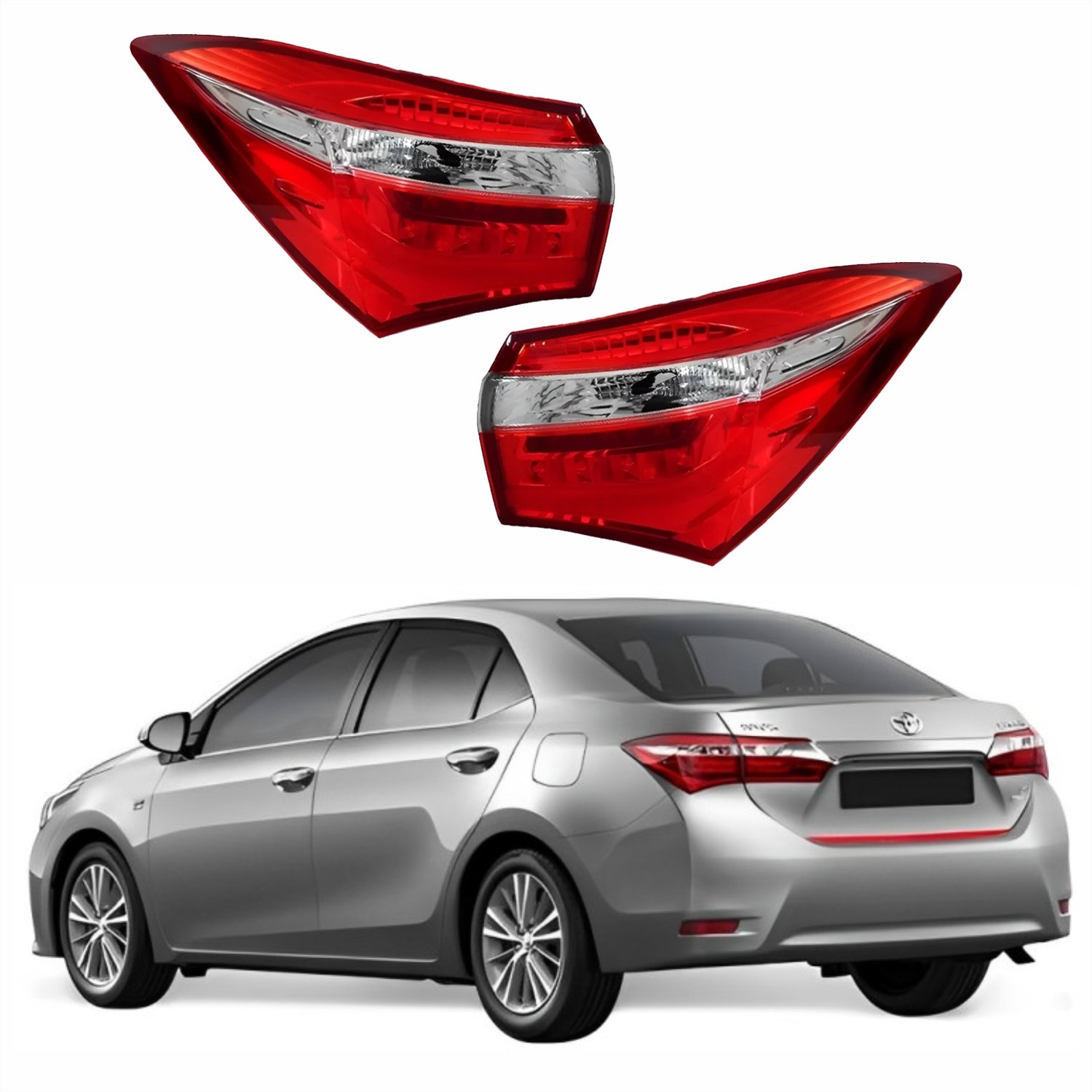 Par Lanterna Traseira Toyota Corolla 2015 2016 2017 Canto Bicolor Com ...