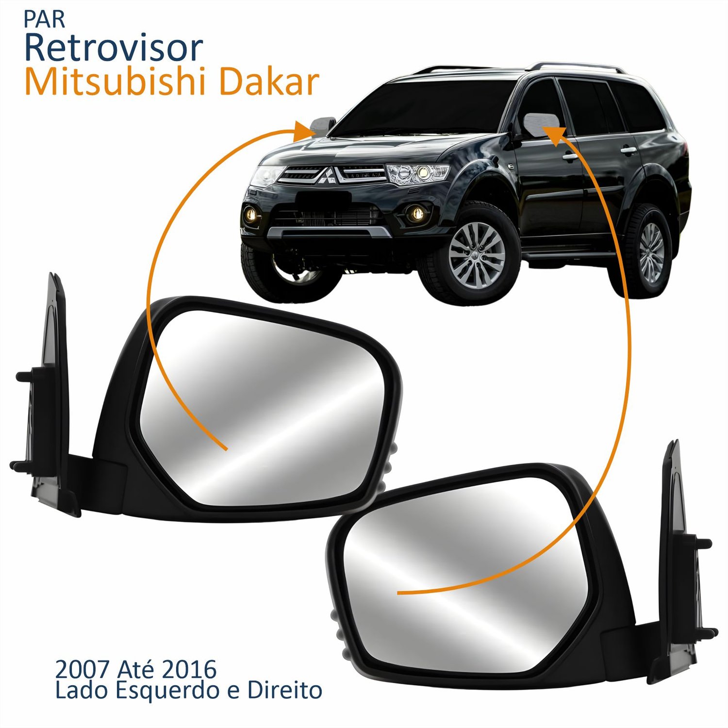 Par Retrovisor Mitsubishi Dakar 2007 Até 2016 Elétrico Capa Cromada Par Retrovisor Mitsubishi Dakar 2007 Até 2016 Elétrico Capa Cromada