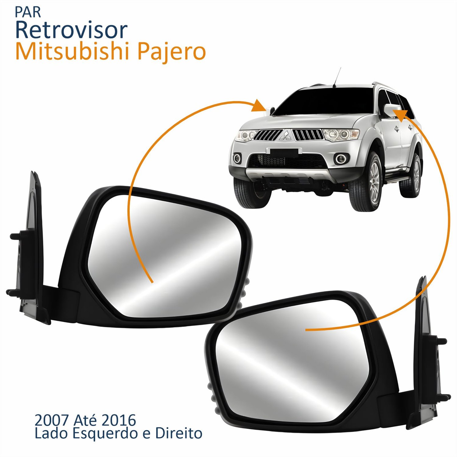 Par Retrovisor Mitsubishi Pajero 2007 Até 2016 Elétrico Capa Cromada Par Retrovisor Mitsubishi Pajero 2007 Até 2016 Elétrico Capa Cromada