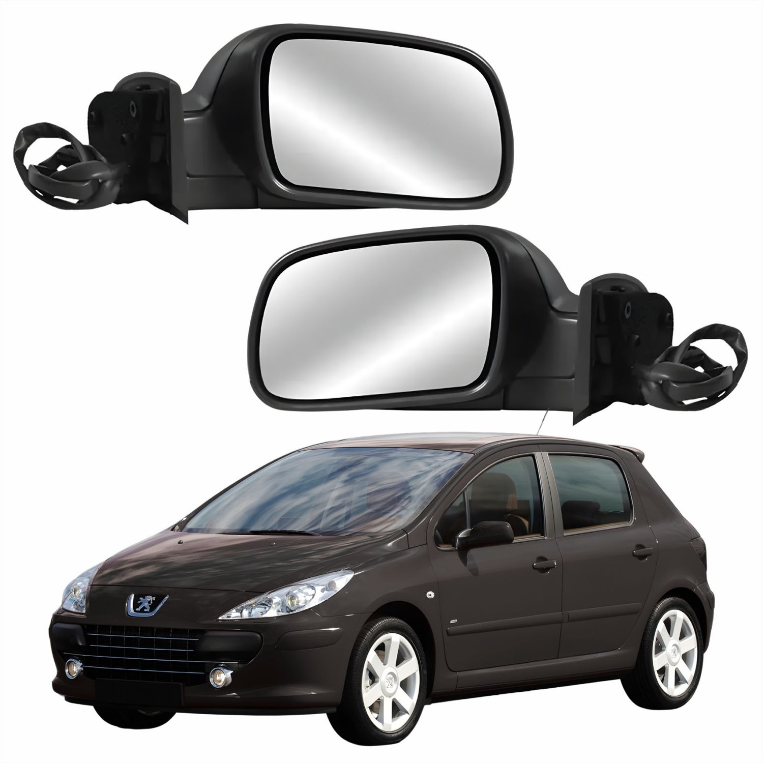 Par Retrovisor Peugeot 307 2003 Até 2012 Elétrico Capa Preta Par Retrovisor Peugeot 307 2003 Até 2012 Elétrico Capa Preta