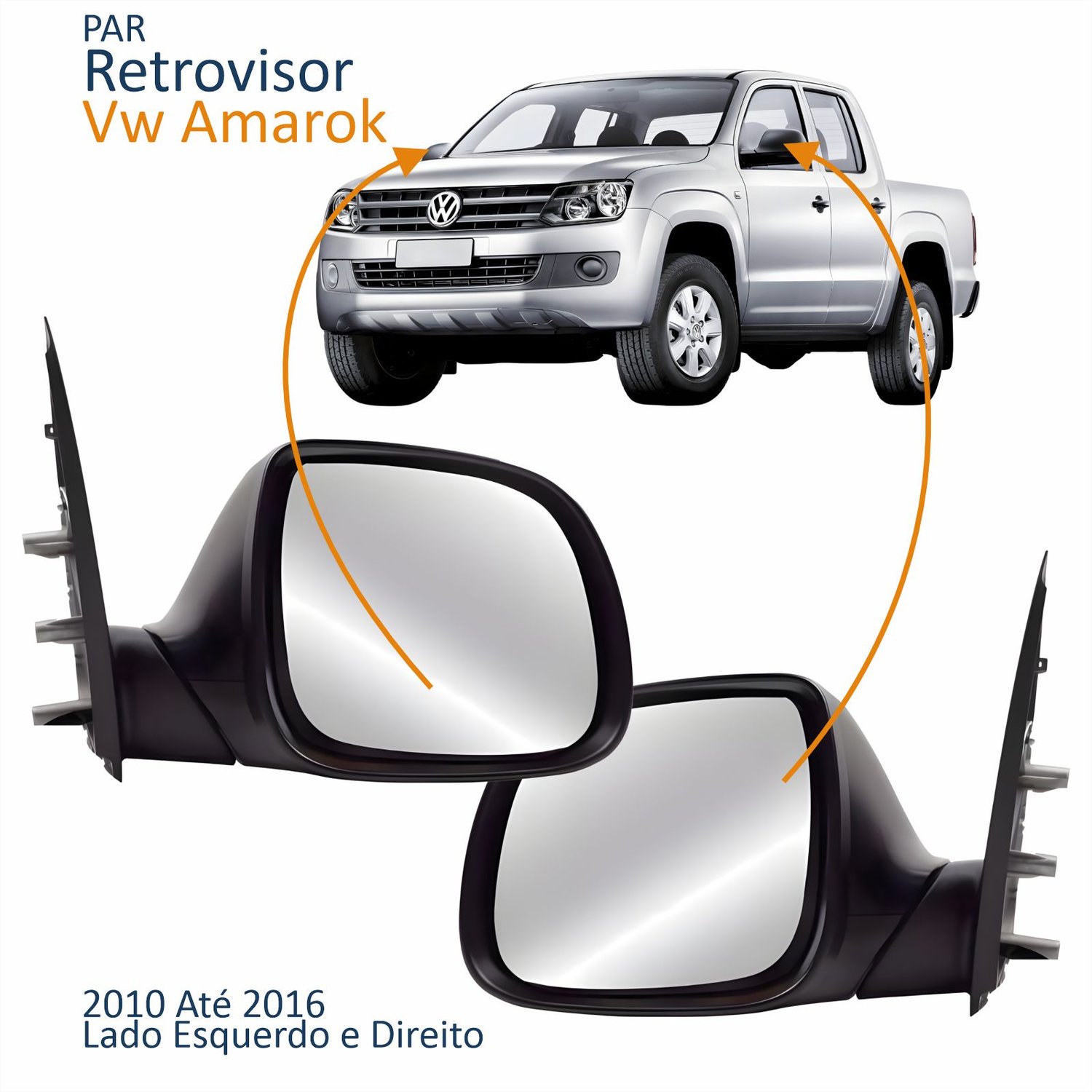 Par Retrovisor Vw Amarok 2010 Até 2016 Sem Controle Preto Par Retrovisor Vw Amarok 2010 Até 2016 Sem Controle Preto