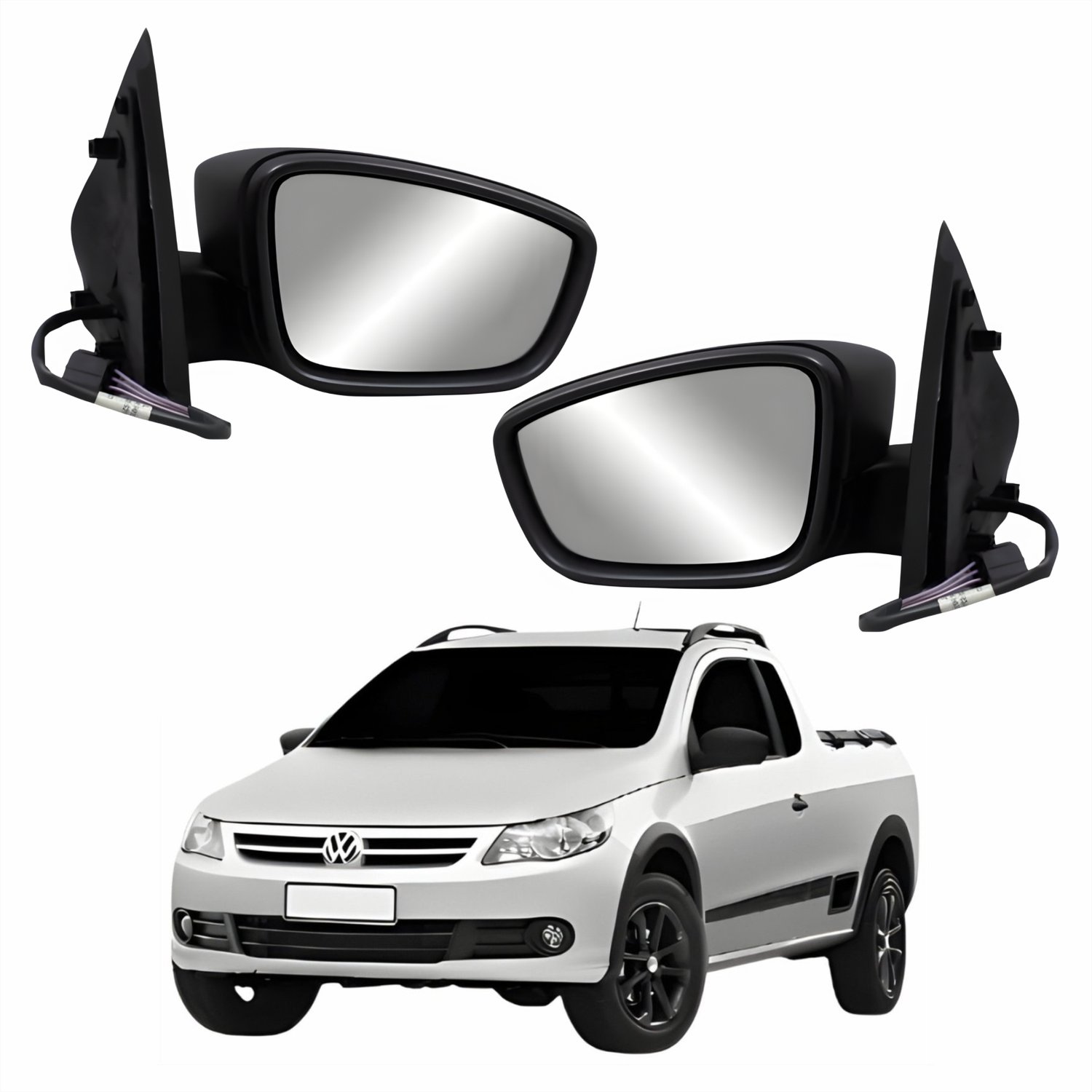 Par Retrovisor Vw Saveiro G5 2008 Até 2012 Elétrico Metagal Capa Lisa