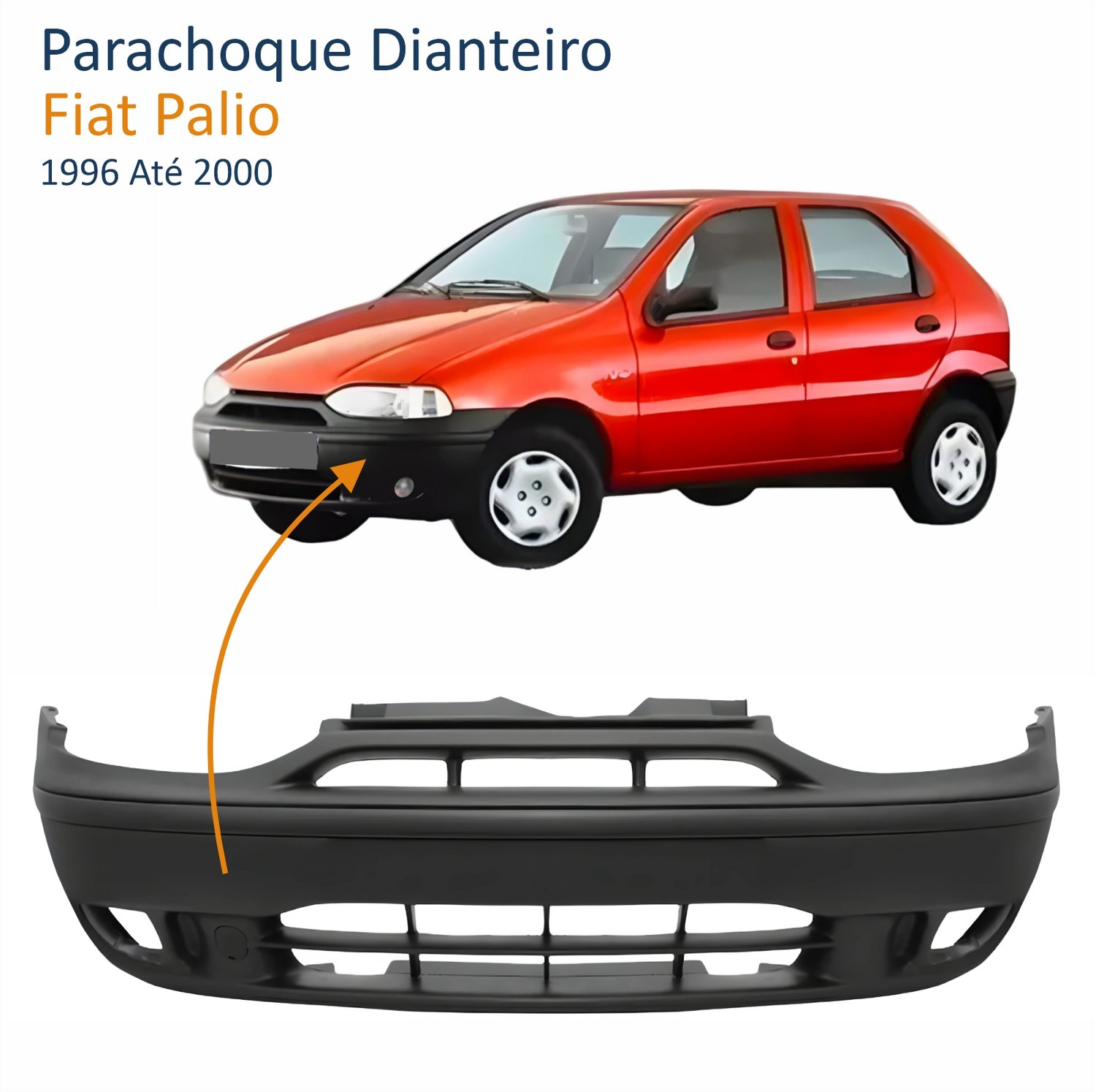 P-choque fiat palio 96/00 preto c/furo dian - Castelo Auto Peças