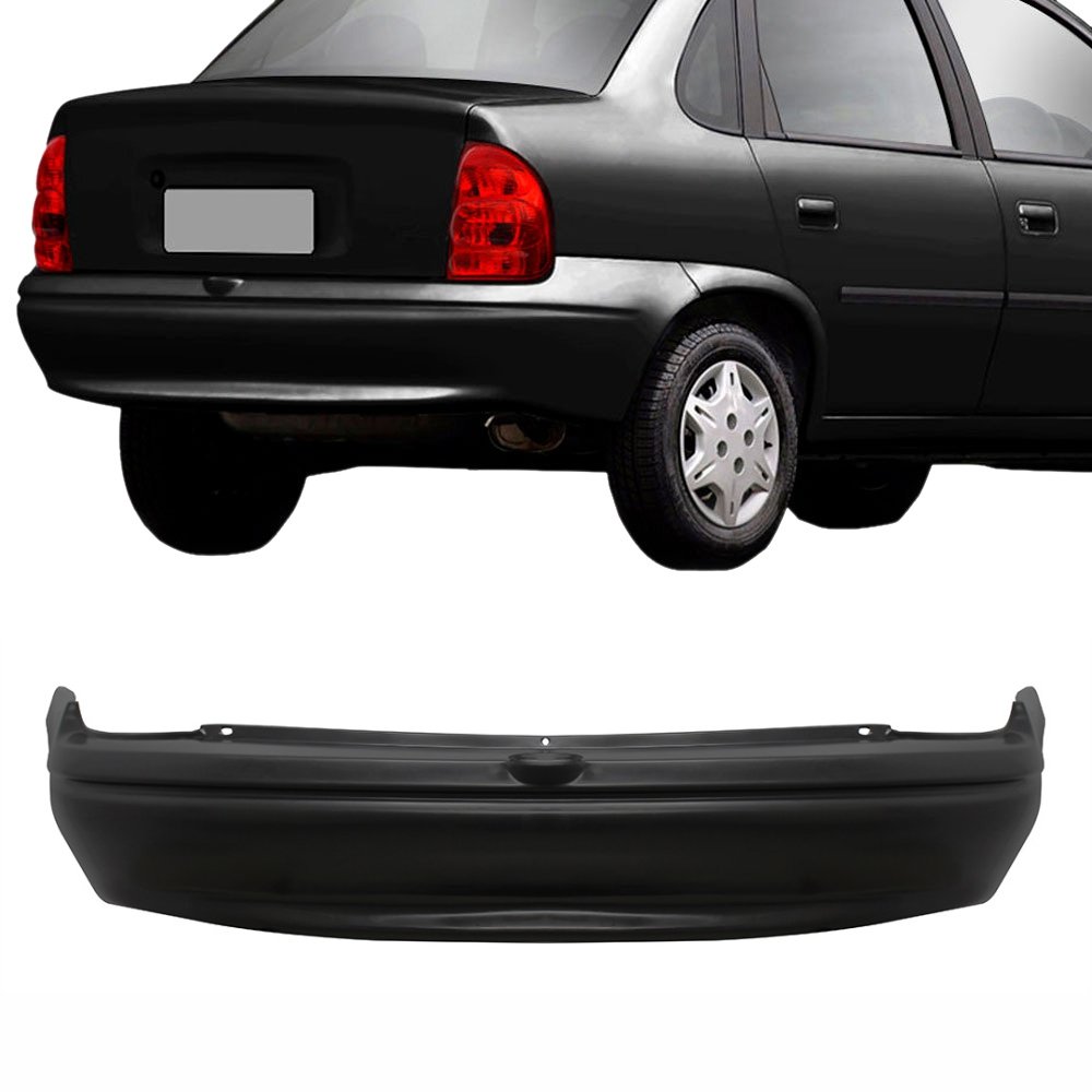 Para-Choque Corsa Sedan 96/08 Traseiro Preto Liso - Connect Parts