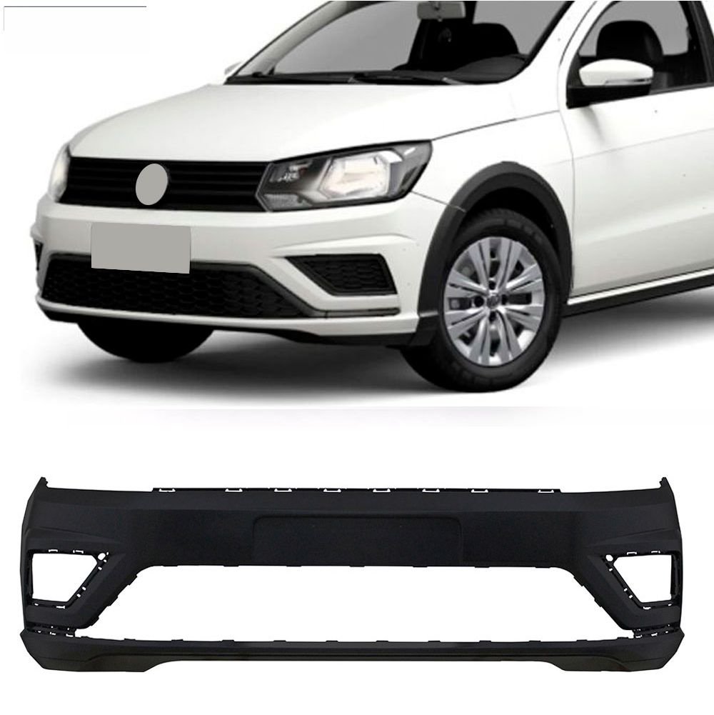 Parachoque Vw Saveiro G7 Cross 2017 2018 2019 2020 2021 2022 Dianteiro  Preto Liso parcial Texturizado com Furo para Milha - Castelo Auto Peças