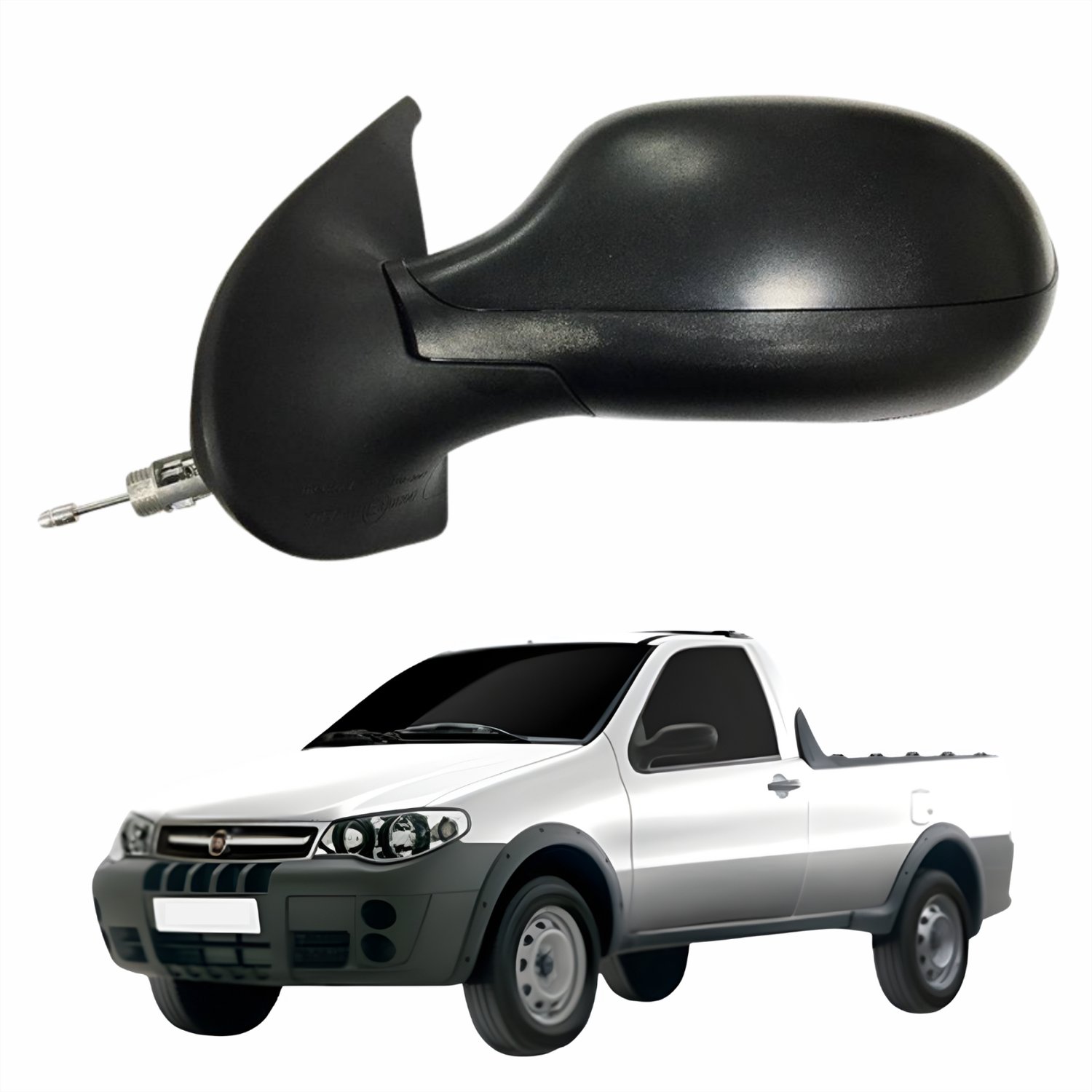 Retrovisor Fiat Strada 2008 Até 2011 2 Portas Com Controle METAGAL Lado Esquerdo Motorista