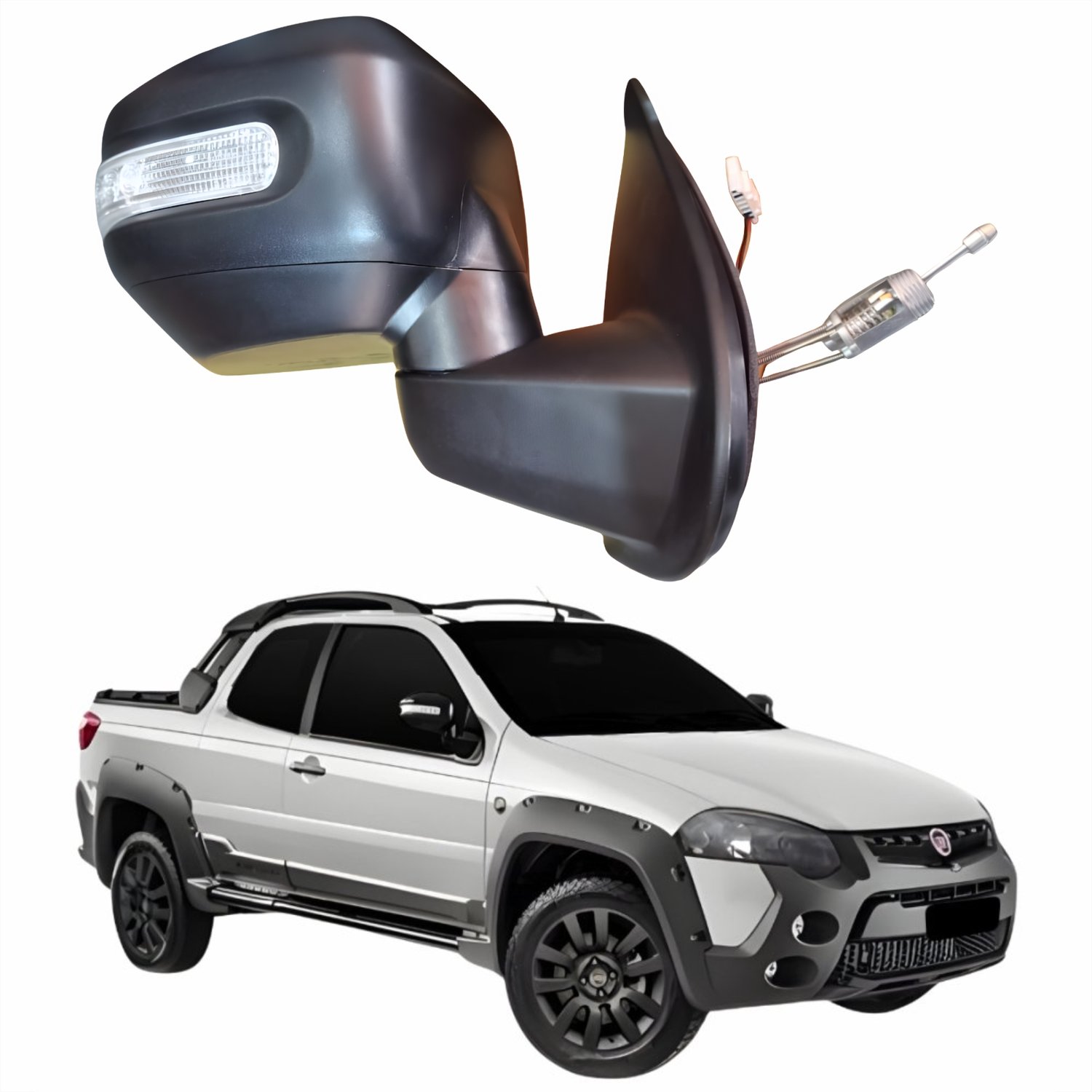 Retrovisor Fiat Strada Adventure Locker 2011 Até 2013 Com Controle Com Pisca METAGAL Lado Direito Passageiro