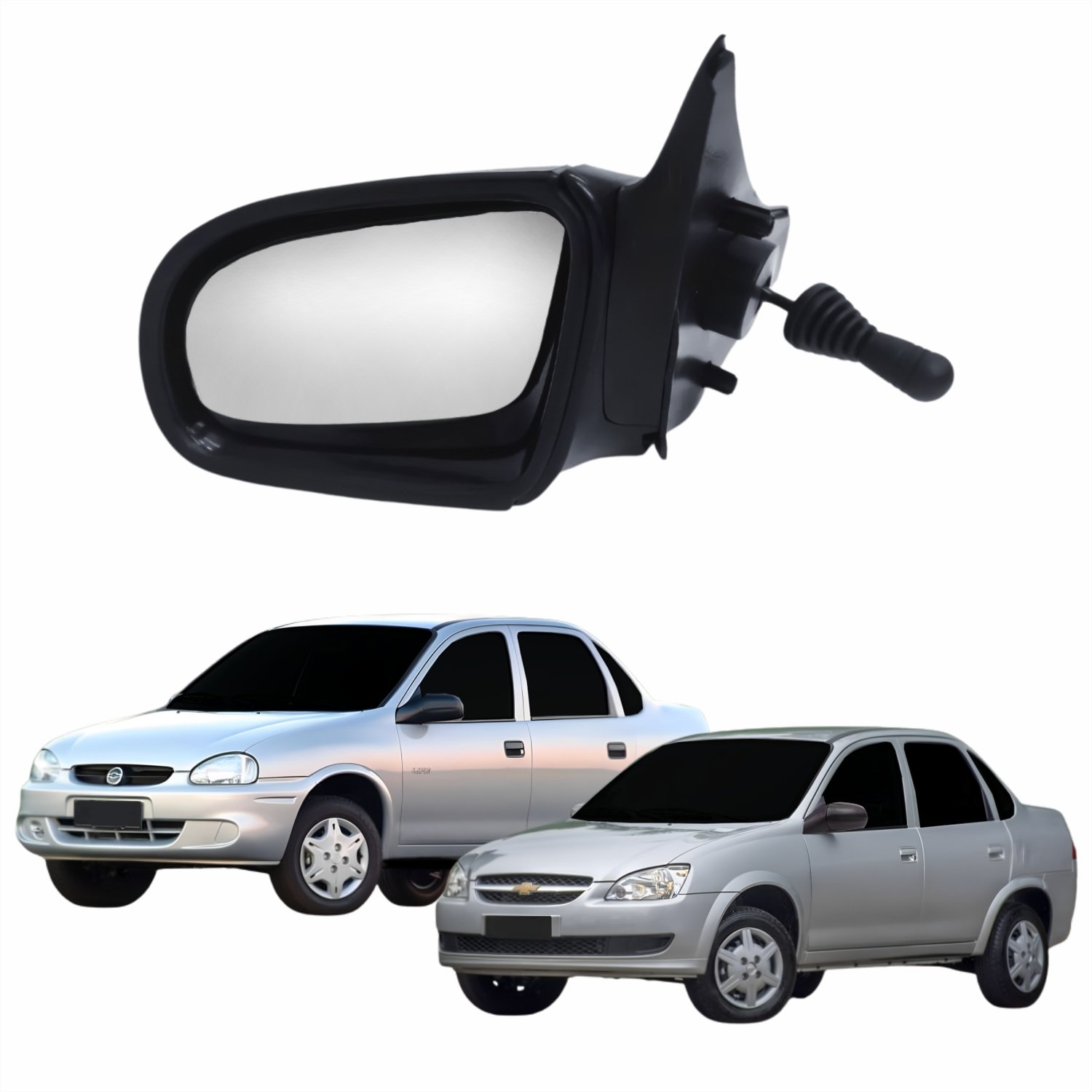 Retrovisor Gm Corsa 1994 Até 2010 Classic 2011 Até 2016 2 4 Portas Com Controle Lado Esquerdo Motorista