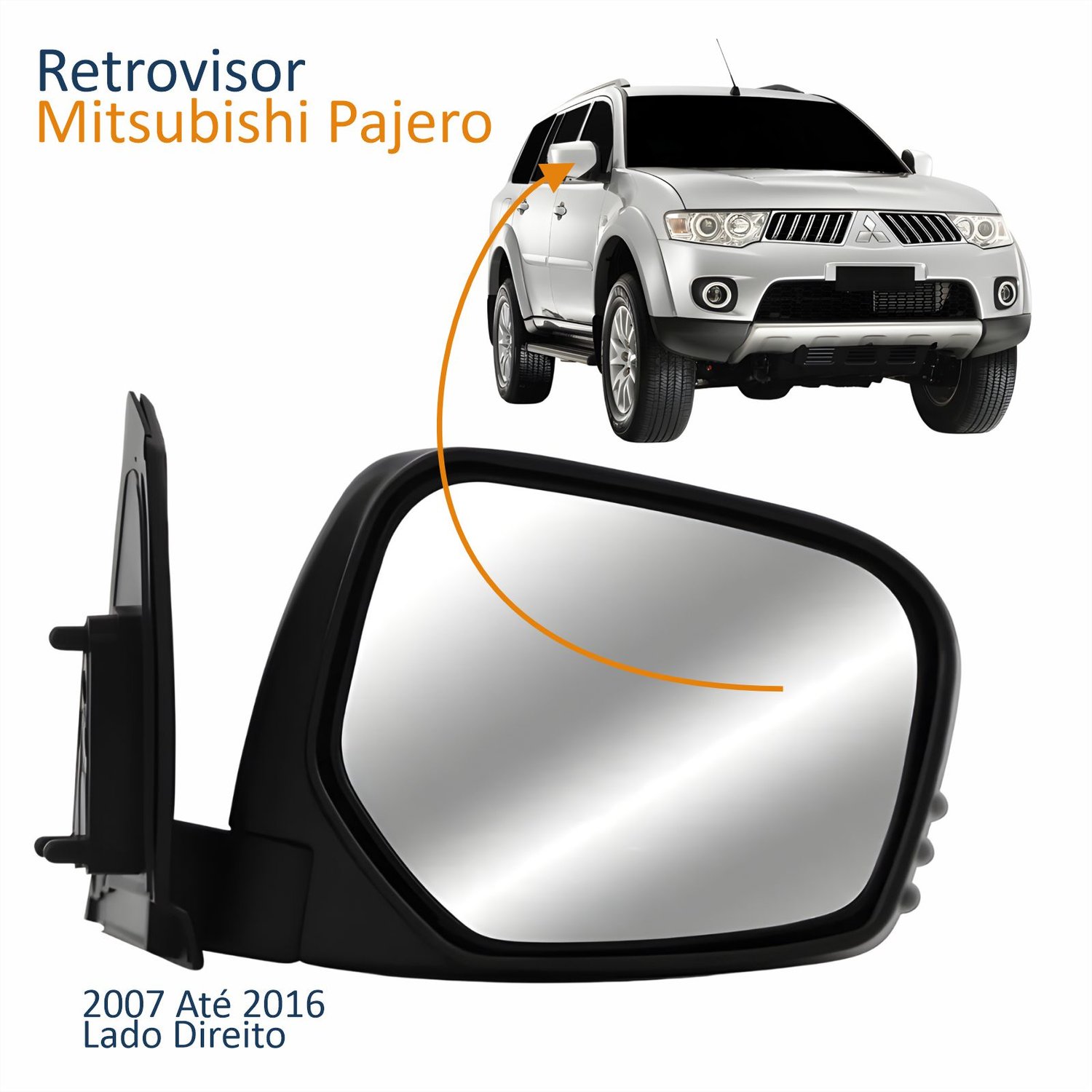 Retrovisor Mitsubishi Pajero 2007 Até 2016 Elétrico Capa Cromada Lado Direito Passageiro Retrovisor Mitsubishi Pajero 2007 Até 2016 Elétrico Capa Cromada Lado Direito Passageiro