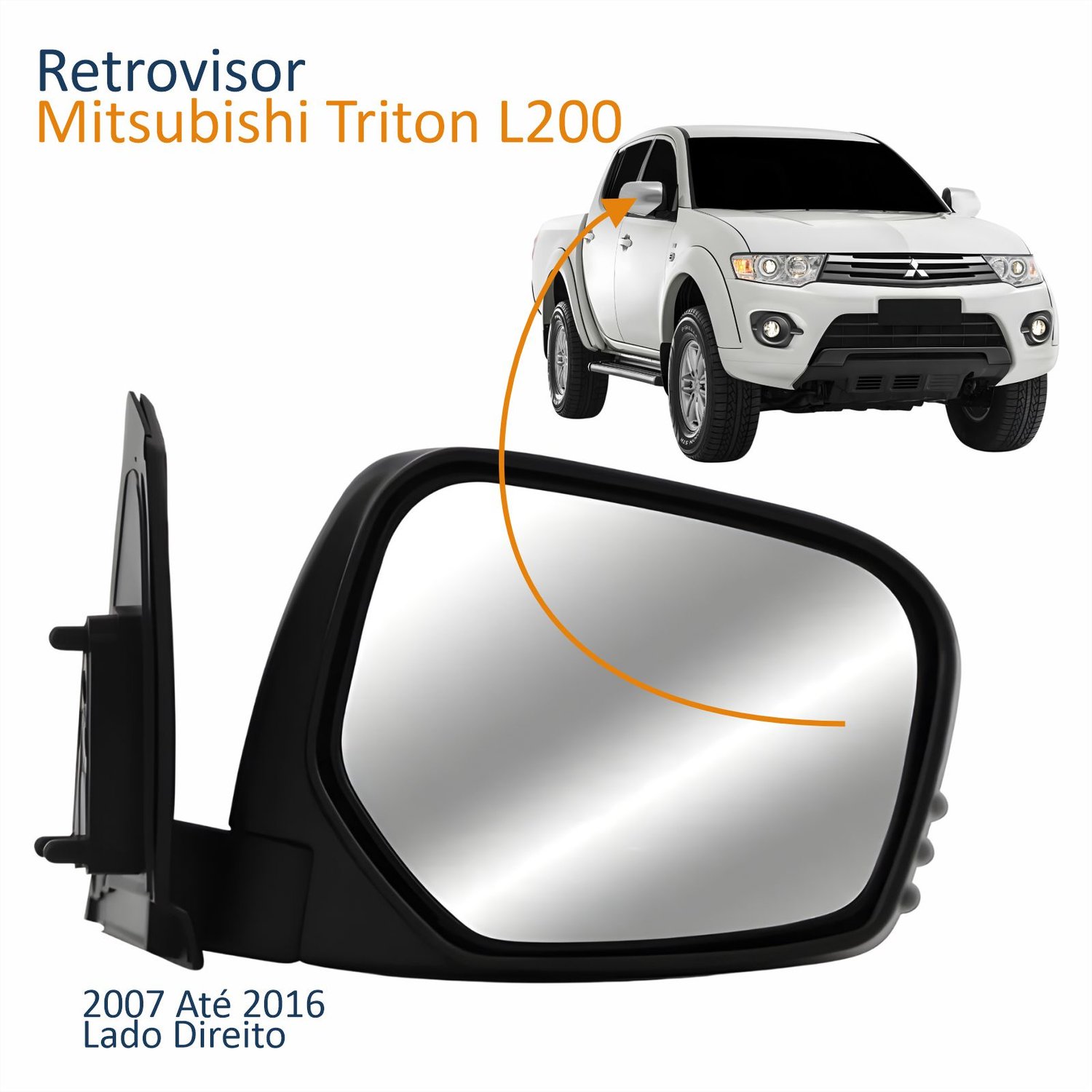 Retrovisor Mitsubishi Triton L200 2007 Até 2016 Elétrico Capa Cromada Lado Direito Passageiro Retrovisor Mitsubishi Triton L200 2007 Até 2016 Elétrico Capa Cromada Lado Direito Passageiro