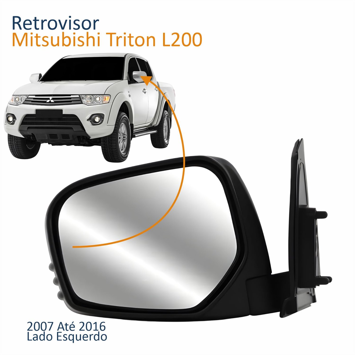 Retrovisor Mitsubishi Triton L200 2007 Até 2016 Elétrico Capa Cromada Lado Esquerdo Motorista Retrovisor Mitsubishi Triton L200 2007 Até 2016 Elétrico Capa Cromada Lado Esquerdo Motorista