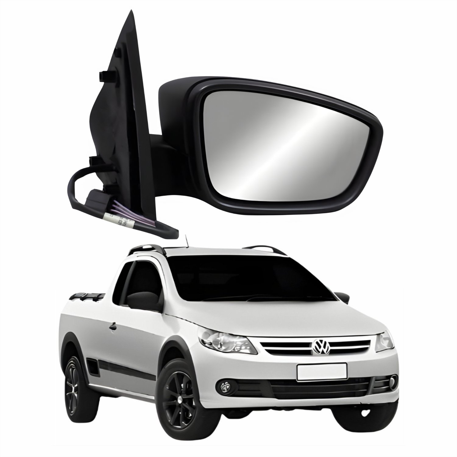 Retrovisor Vw Saveiro G5 2008 Até 2012 Elétrico Capa Lisa Metagal Lado Direito Passageiro