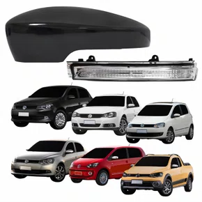 Kit Capa Com Pisca Retrovisor Vw Fox Gol Saveiro Voyage 2013 Até 2016 Golf Up 2013 2014 Liso Lado Esquerdo Motorista