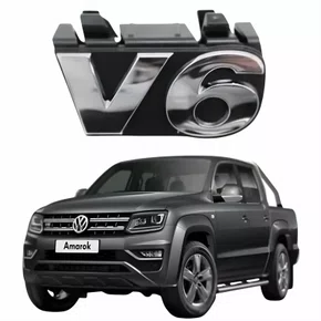 Emblema Vw Amarok 2017 Até 2025 Canto Grade - Escrito V6
