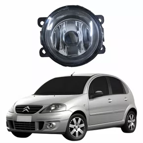Farol Auxiliar De Milha Citroen C3 Lente Vidro Com Aro Preto