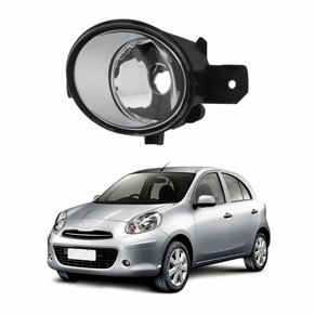 Farol Auxiliar De Milha Nissan March 2011 Até 2017 Lente de Vidro Lado Esquerdo Motorista