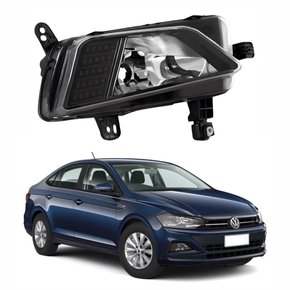 Farol Auxiliar de Milha Vw Virtus 2017 Até 2022 Máscara Preta Lado Direito Passageiro
