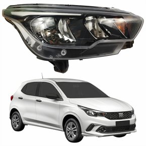 Farol Principal Fiat Argo 2016 Até 2024 Máscara Negra Com Led Lado Direito Passageiro