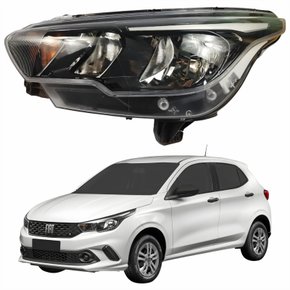 Farol Principal Fiat Argo 2016 Até 2024 Máscara Negra Com Led Lado Esquerdo Motorista