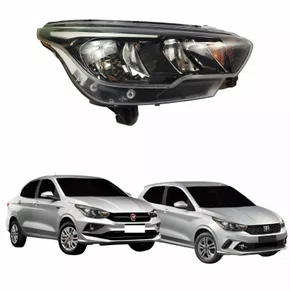 Farol Principal Fiat Argo Cronos 2016 Até 2024 Máscara Negra Com Led Lado Direito Passageiro