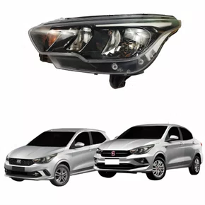 Farol Principal Fiat Argo Cronos 2016 Até 2024 Máscara Negra Com Led Lado Esquerdo Motorista